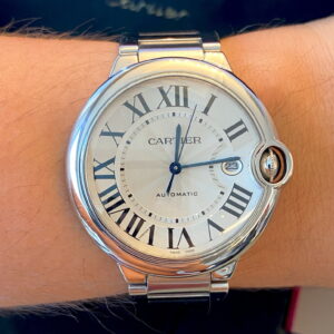 Cartier Ballon Bleu Xl 42mm, Todo Aço, Mostrador Branco