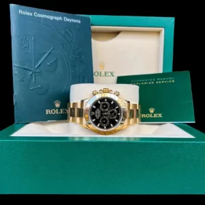 Rolex Daytona em Ouro Amarelo, Mostrador Preto e impecável