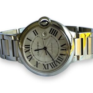 Cartier Ballon Bleu Xl 42mm, Todo Aço, Mostrador Branco