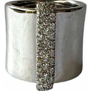 Anel Natan Largo Com Diamantes Ouro Branco Em 12x S/juros!!!