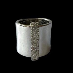 Anel Natan Largo Com Diamantes Ouro Branco Em 12x S/juros!!!