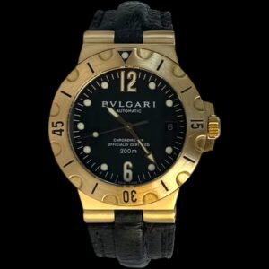 Bulgari Diagono Scuba em Ouro , Pulseira de Couro & Automático!