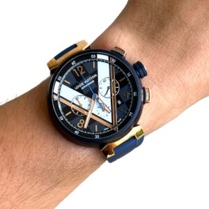 Louis Vuitton Tambour em Ouro 18K , Chronograph , Blue & Completo