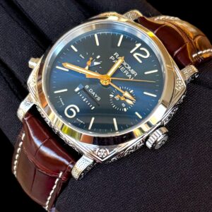 Panerai Radiomir 1940 Hand Engraved , Special Edition , Ouro Branco , Monopulsante , Chrono e Completo!