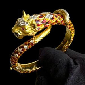 Bracelete Tigre em Ouro , Brilhantes , Rubi & Esmalte! Uma Raridade da década de 50!