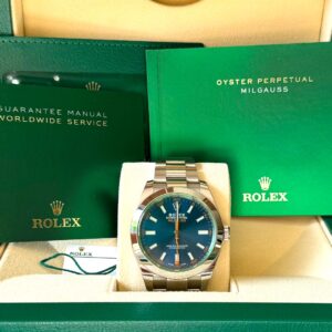 Rolex Milgauss Mostrador Azul / Safira Verde & Completo!