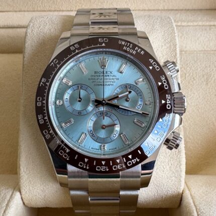 Rolex Daytona Platina , Ice Blue e Baguettes Dial , Ano 2022 e Completo!