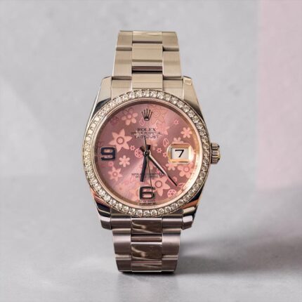 Rolex Datejust 36 Floral com Bezel de Brilhantes e Completo!