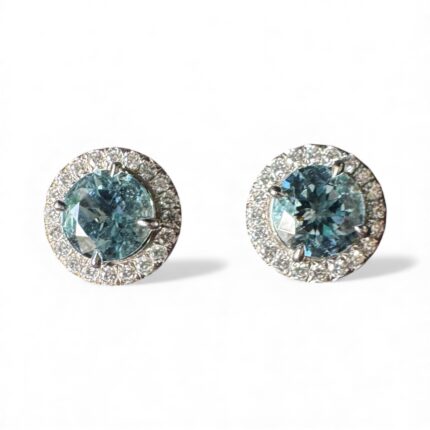 Brinco Tiffany Soleste Aquamarina , Brilhantes em Platina!