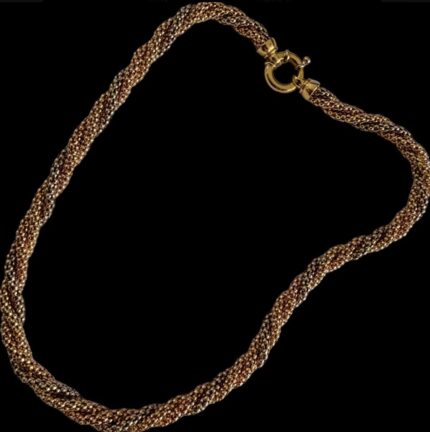 Cordão em Ouro 18K Italiano Trançado, Ouro Branco, Amarelo, Rosa e 47cm!
