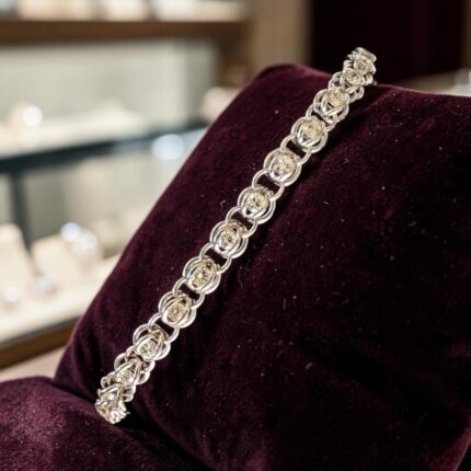 Pulseira em Ouro Branco com 22 Brilhantes e 16cm!