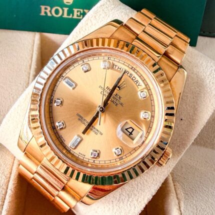 Rolex Day Date II Presidente 41 em Ouro amarelo com diamantes e Full Set!