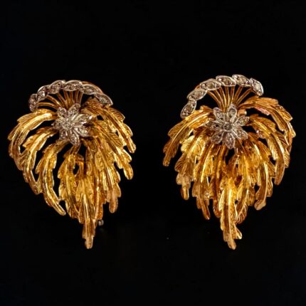 Brincos Vintage Floral em Ouro, Platina e Diamantes!