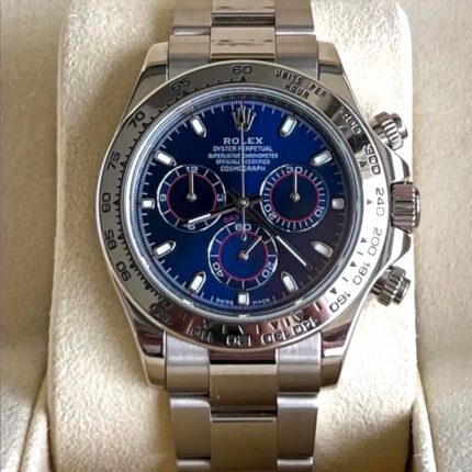 Rolex Daytona todo em ouro branco, mostrador azul e Full Set!